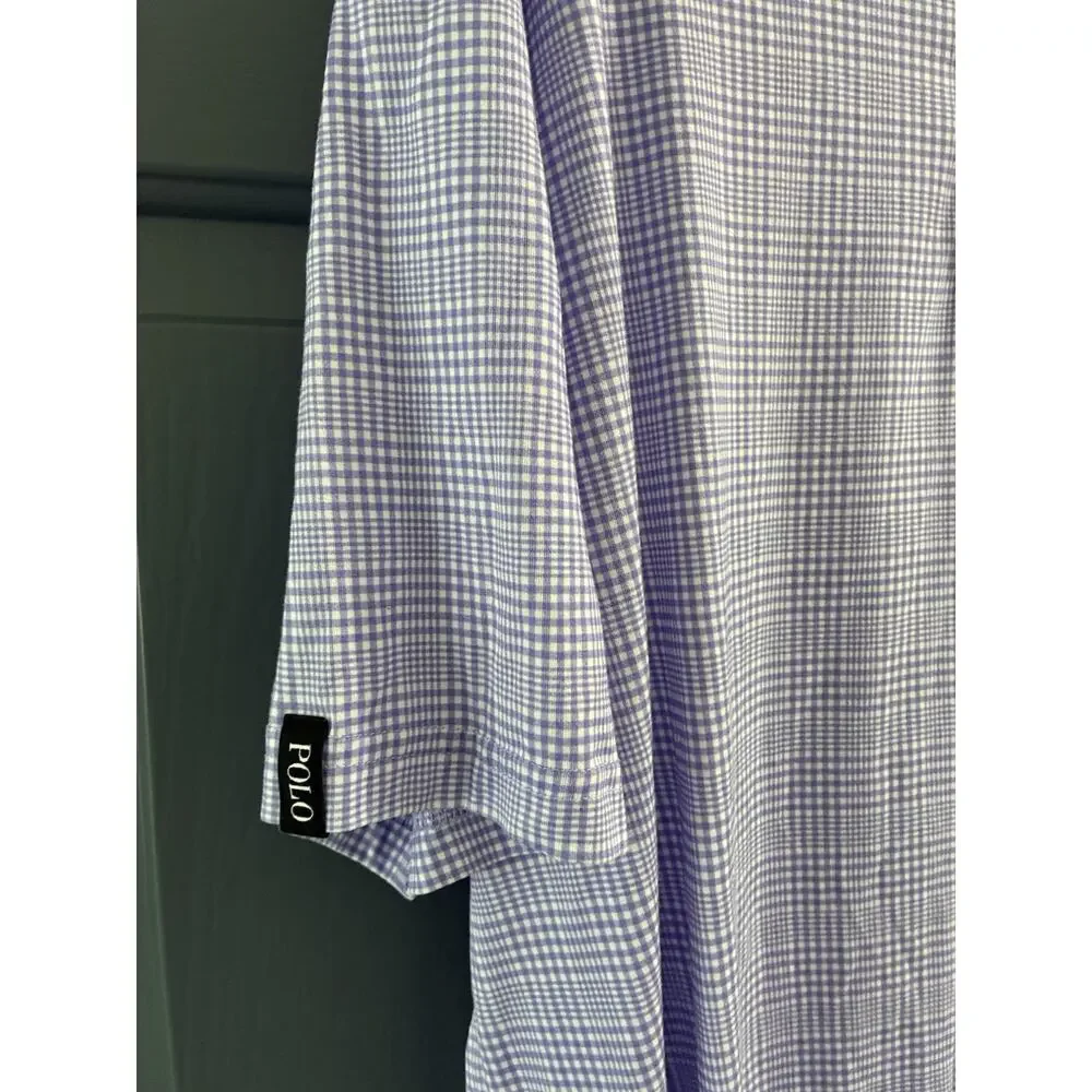 Polo Golf Ralph Lauren Men's Plaid Performance Polo Shirt Purple white Size Lg